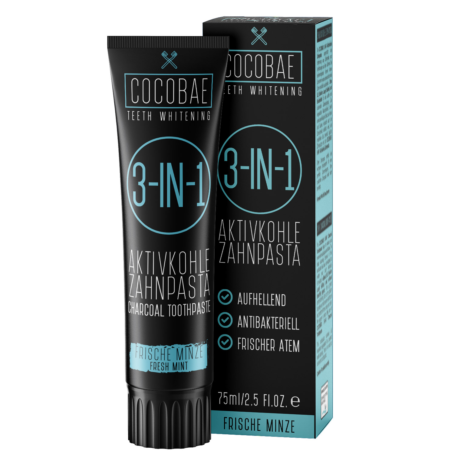 COCOBAE - Aktivkohle Zahnpasta mit Minze, 75ml
