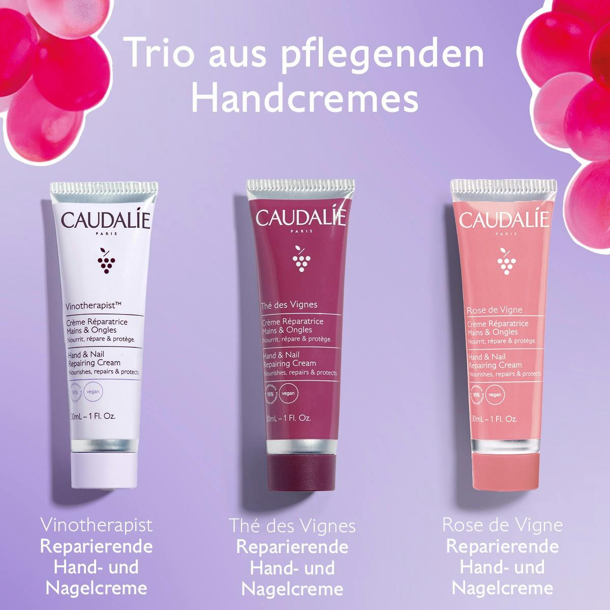 Caudalie - Trio aus Nährstoffversorgung Handcremes, SET Caudalie - Trio aus Nährstoffversorgung Handcremes, SET