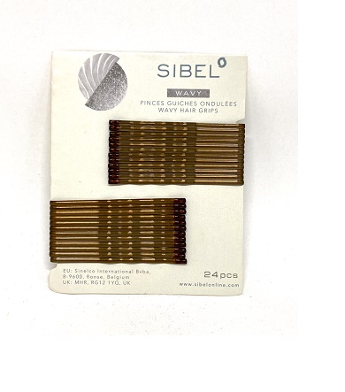 FR-9400050-15 Sibel - Haarklemmen 50mm gewellt Braun 24St.