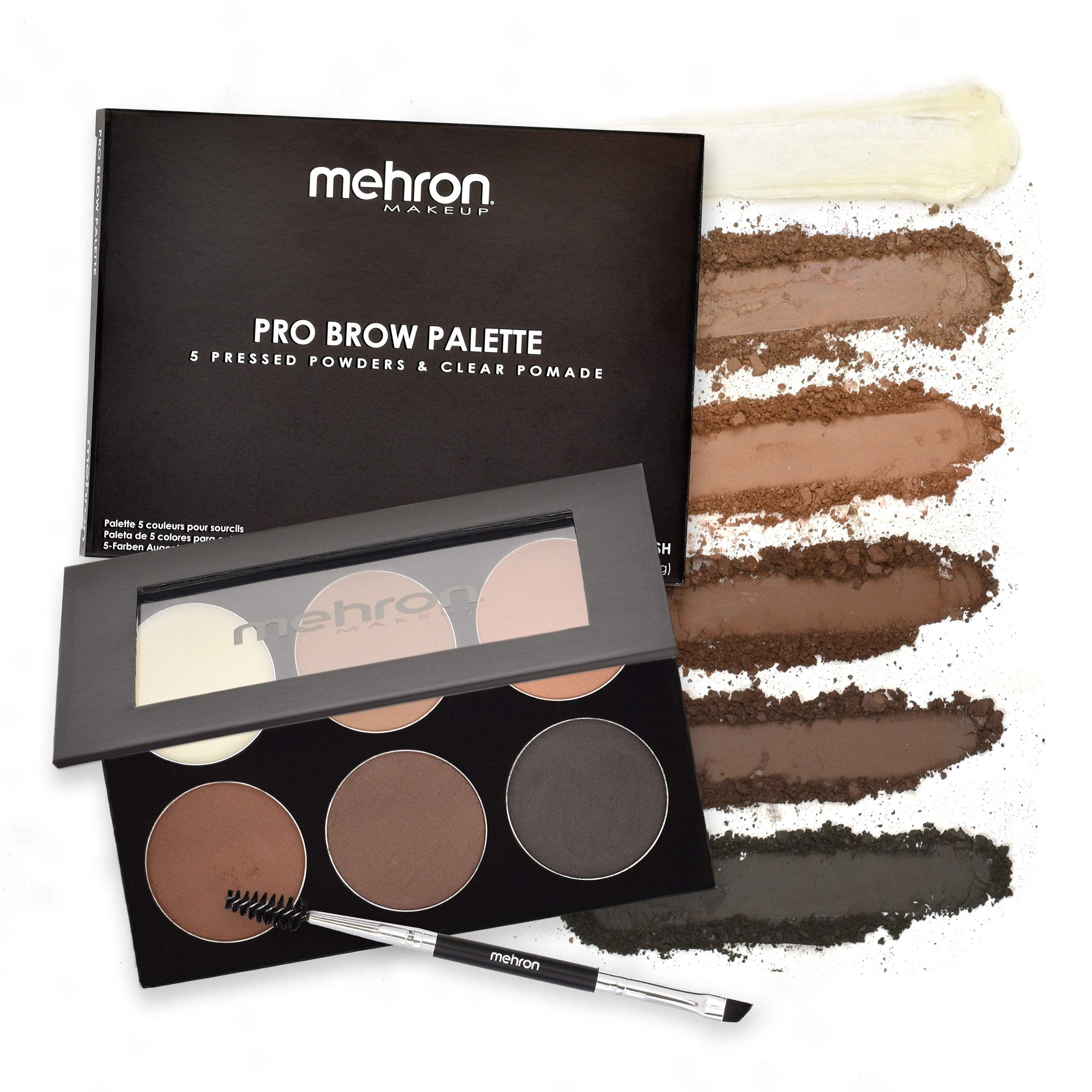 Mehron - PRO BROW Palette 5 Farben + Clear Pomade, 24g Mehron - PRO BROW Palette 5 Farben + Clear Pomade, 24g