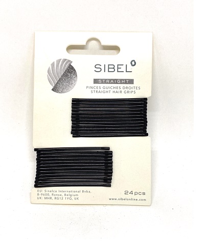 FR-9400150-02 Sibel - Haarklemmen 45-50mm glatt Schwarz 24St.